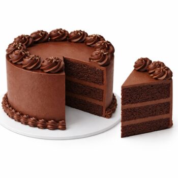 Premium chocolate truffle layered cake with smooth chocolate ganache frosting and rich cocoa sponge interior