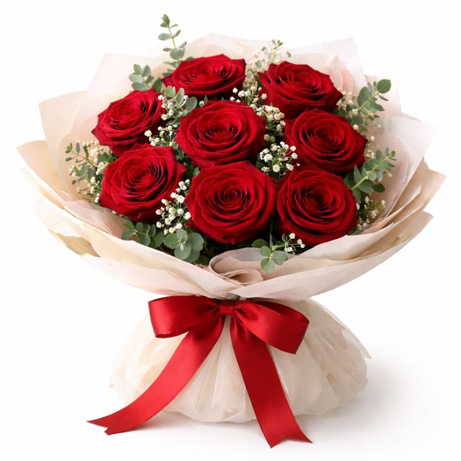 36 Premium fresh red rose bouquet wrapped in elegant beige paper with satin red ribbon for romantic gifting
